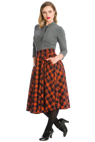 Banned Retro - Miss Spook Circular Swing Skirt orange