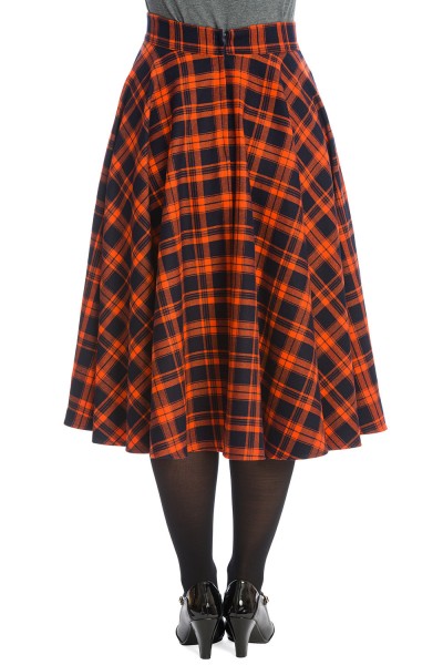 Banned Retro - Miss Spook Circular Swing Skirt orange