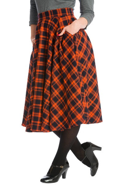 Banned Retro - Miss Spook Circular Swing Skirt orange