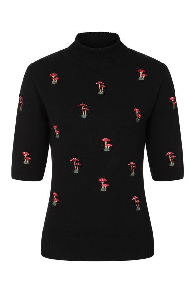 Banned Retro – Mushroom Dreams Jumper in black