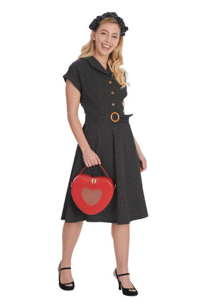 Banned Retro - Polka Dot Dance Dress in zwart