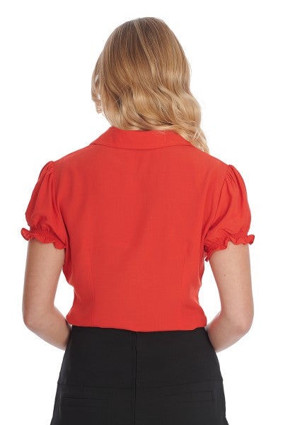 Banned Retro – Betsy Bloom Blouse in rood