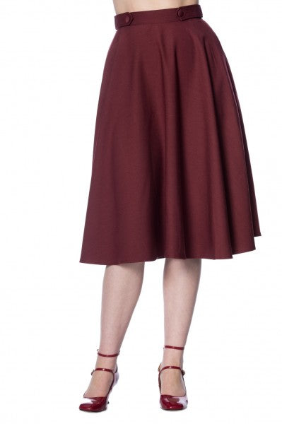 Banned Retro - Di Di Swing Skirt in Bordeaux