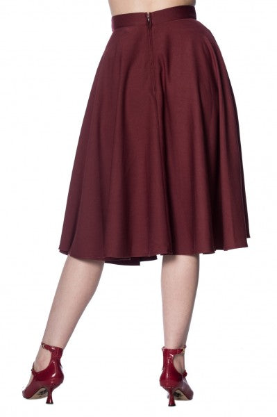 Banned Retro - Di Di Swing Skirt in Bordeaux