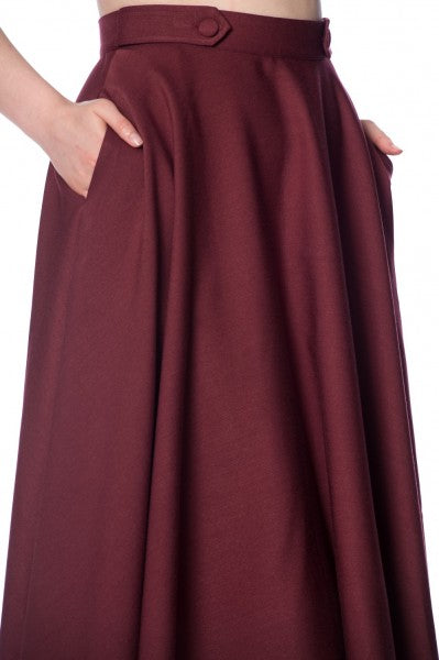 Banned Retro - Di Di Swing Skirt in Bordeaux