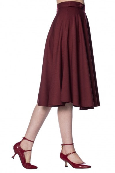 Banned Retro - Di Di Swing Skirt in Bordeaux