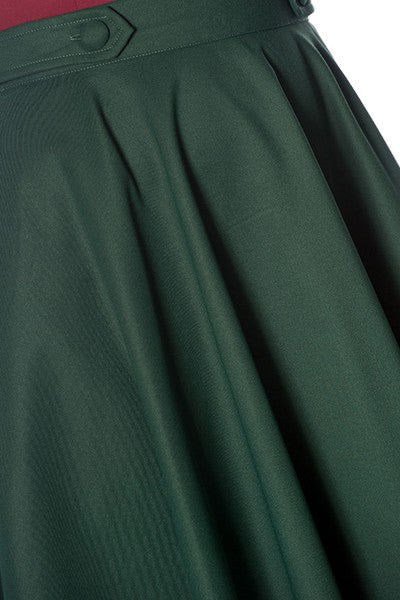 Banned Retro - Di Di Swing Skirt in Forest Green