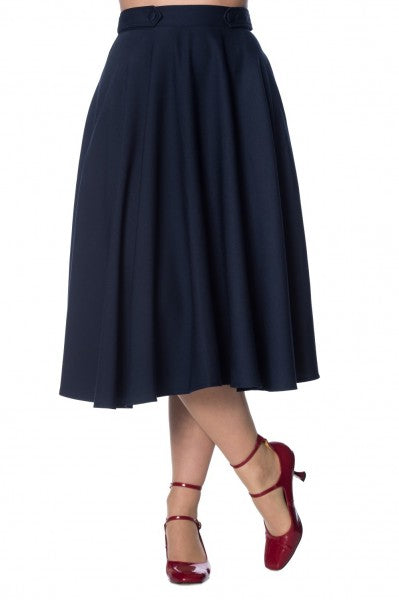 Banned Retro - Di Di Swing Skirt in midnight blue