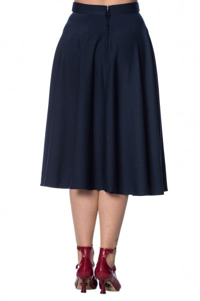 Banned Retro - Di Di Swing Skirt in midnight blue