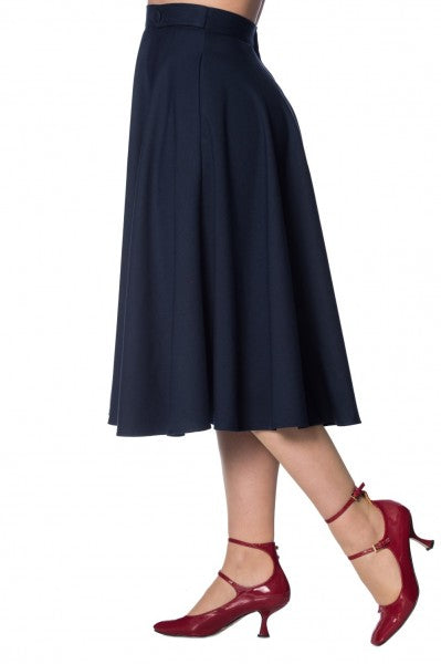 Banned Retro - Di Di Swing Skirt in midnight blue