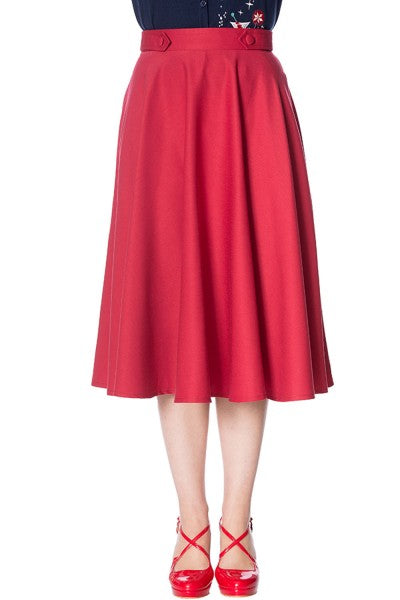 Banned Retro - Di Di Swing Skirt in red