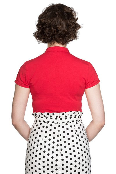 Banned Retro – Mandarin Collar Top in red