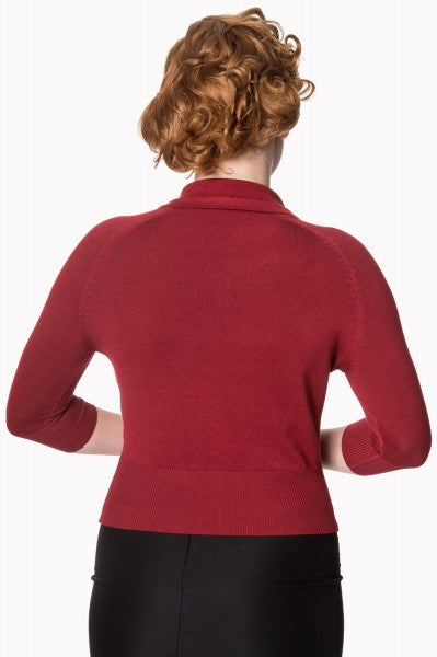 Banned Retro – April Korte Mouwen Cardigan in bordeaux