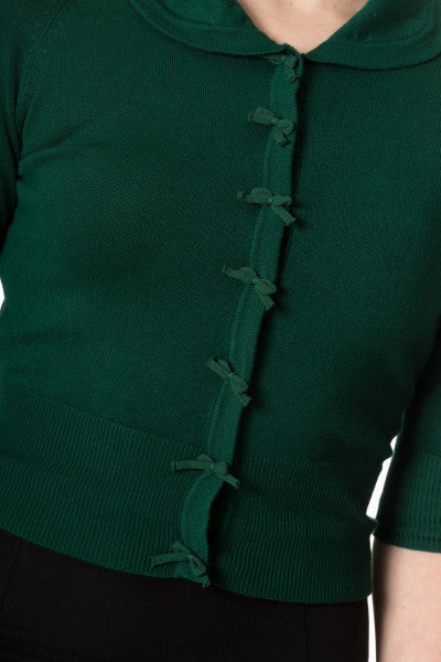 Banned Retro – April Shortsleeve Cardigan in dark green