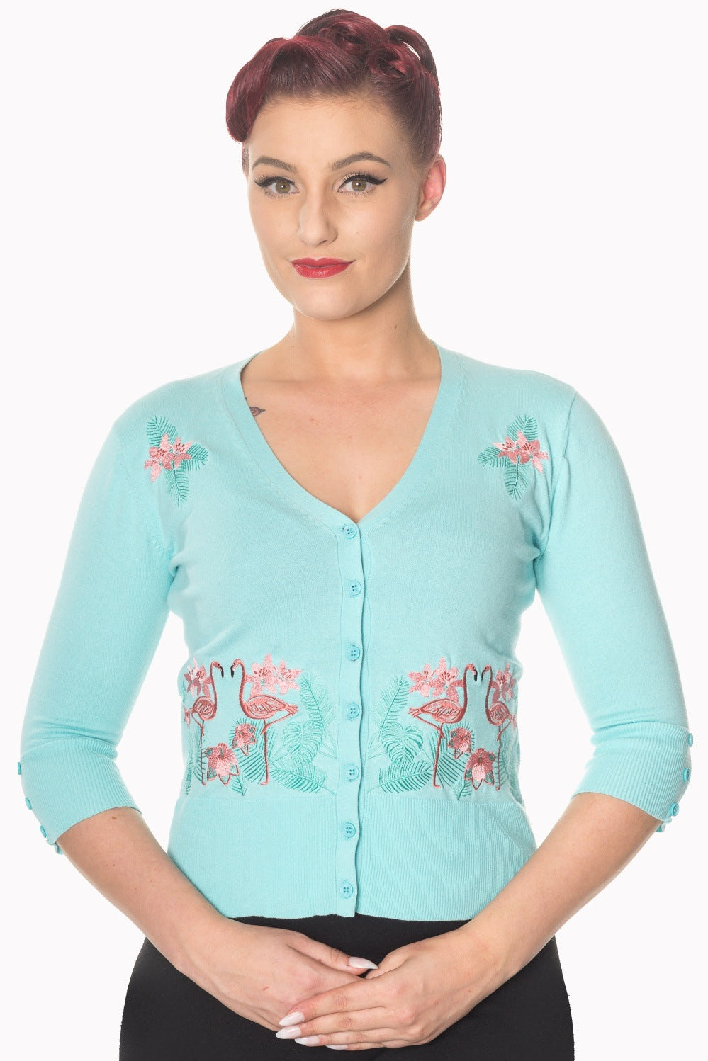 Banned Retro - Cardigan Face to Face in menta