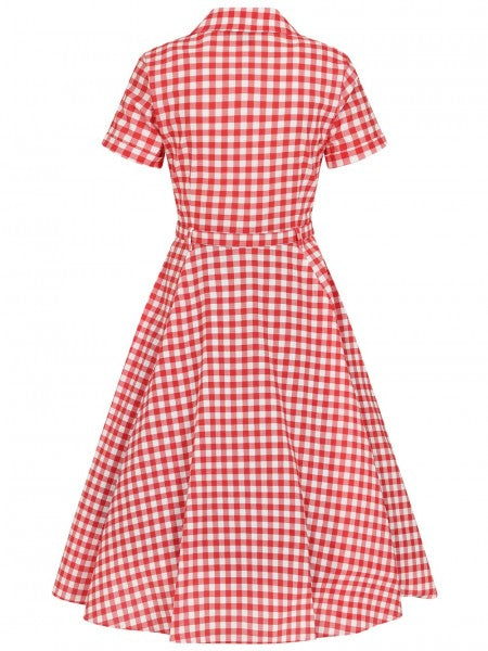 Collectif Womenswear - Caterina Gingham Swing Dress in rosso