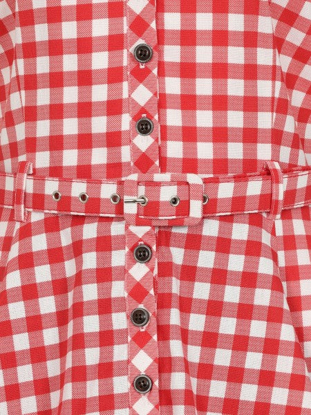 Collectif Damesmode - Caterina Gingham Swing Jurk in rood