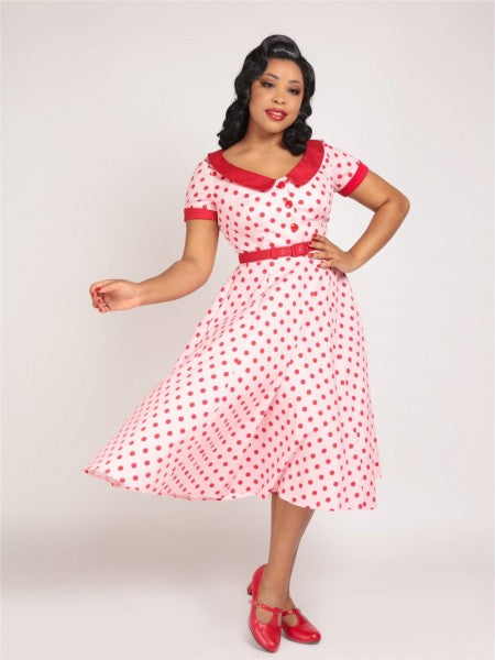 Collectif Dameskleding - Dora Polka Dot Swing Jurk