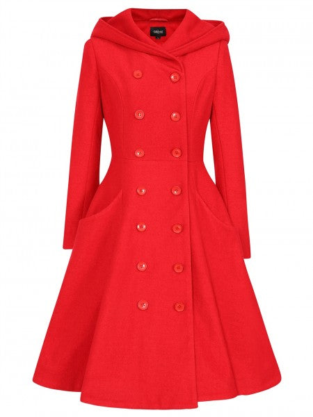 Collectif Womenswear - Heather Hooded Coat in rot