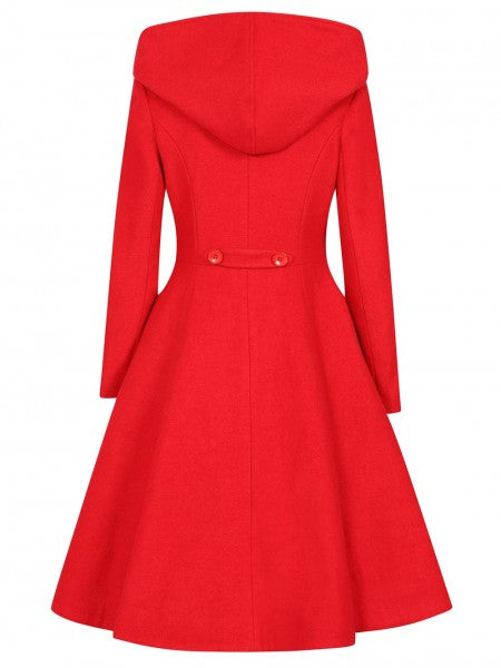 Collectif Womenswear - Heather Hooded Coat in rot