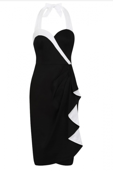 Collectif Womenswear - Lorna Plain Pencil Dress in black and white