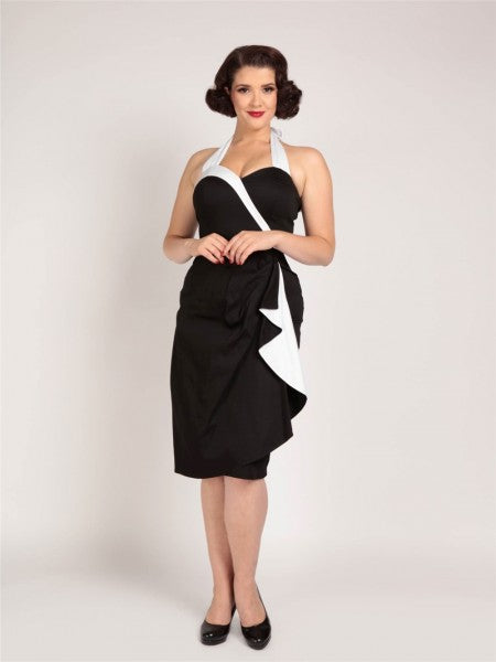 Collectif Womenswear - Lorna Plain Pencil Dress in bianco e nero