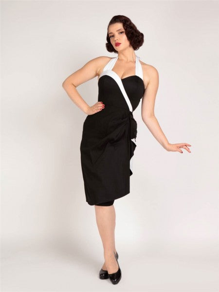 Collectif Womenswear - Lorna Plain Pencil Dress en blanco y negro