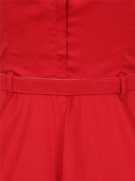 Collectif Womenswear - Vestido de corte en A Nova Heart Trim en rojo