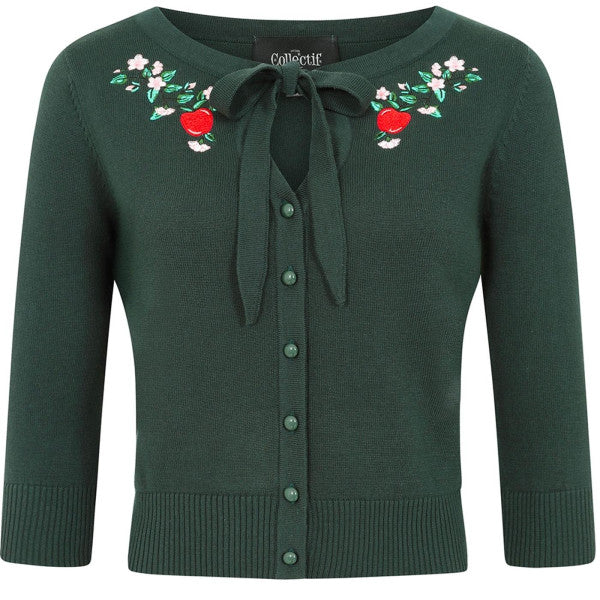 Collectif Dameskleding - Charlene Apple Blossom Cardigan groen