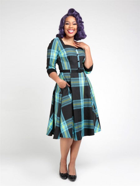 Collectif Womenswear - Linette Evening Check Swing Dress