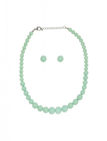 Collectif Accessori - Set di collane con perline Natalie in menta