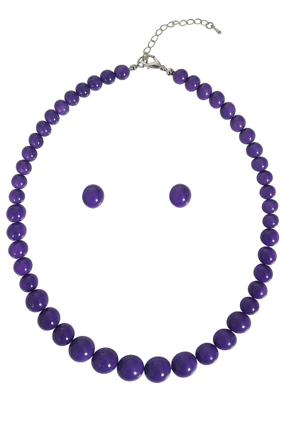 Collectif Accessories - Natalie Bead Necklace Set in violet