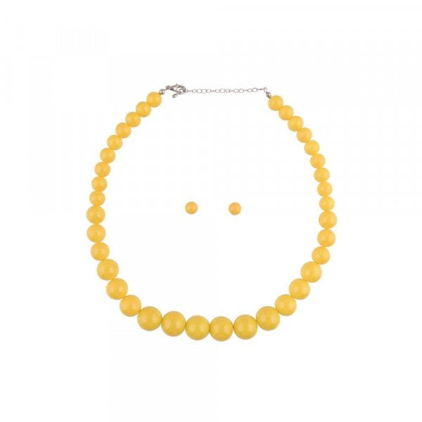 Collectif Accessories - Conjunto de collar de cuentas Natalie en amarillo