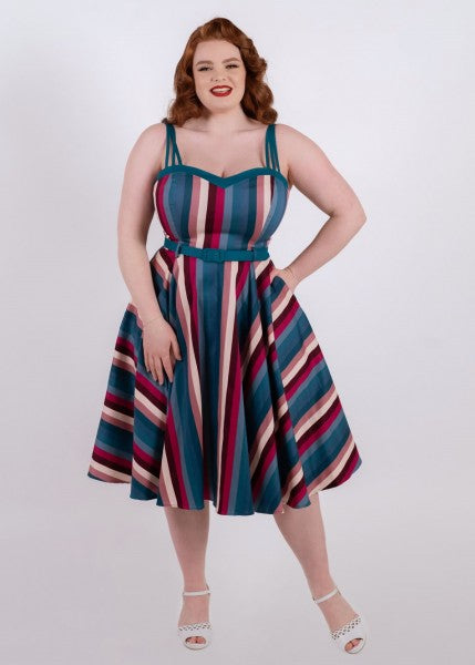 Collectif Womenswear - Nova Paradise Stripe Swing Kleid