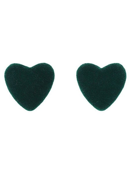 Collectif Accessories - Velvet Heart Studs Oorbellen donkergroen