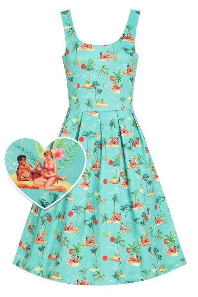 Dolly & Dotty - Vestito a Sospensione Pinup Amanda Green Sunset