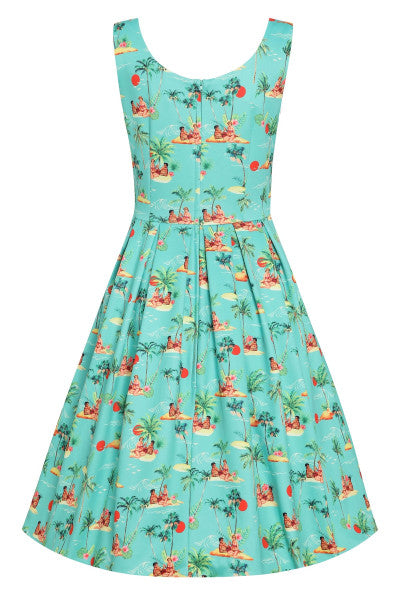 Dolly & Dotty - Vestito a Sospensione Pinup Amanda Green Sunset