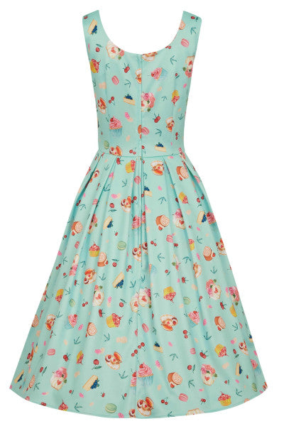 Dolly & Dotty - Vestido de Té de Tarde Amanda de los 50s en Estampado de Pastel Azul