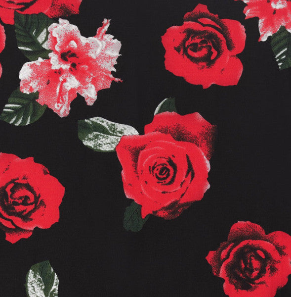 Dolly & Dotty - Annie Black & Red Roses Swing Dress