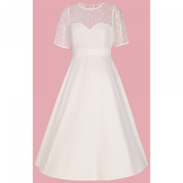 Dolly & Dotty - Robe de Mariée en Tulle à Pois avec Manches Courtes Elizabeth II