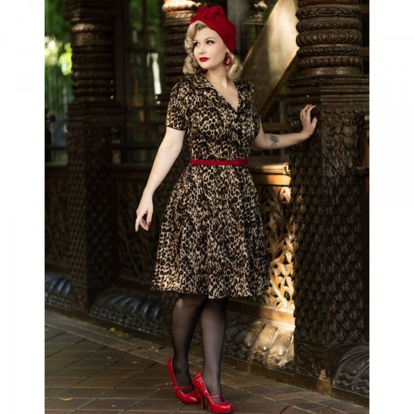 Dolly & Dotty - Vestido Camisero Rockabilly de Leopardo Penelope