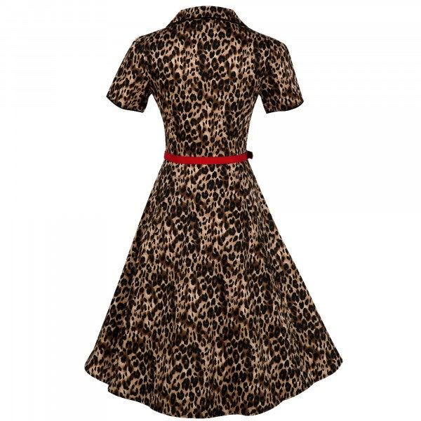 Dolly & Dotty - Vestido Camisero Rockabilly de Leopardo Penelope