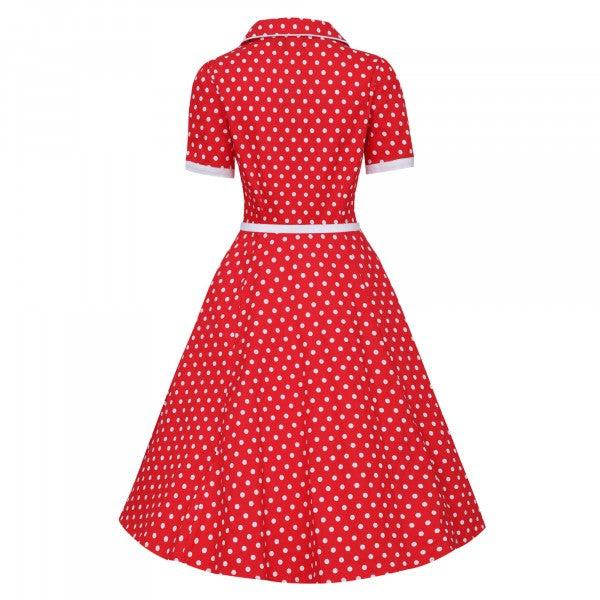 Dolly & Dotty - Robe Penelope à pois rouges et blancs