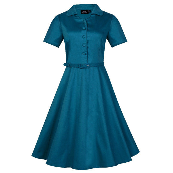 Dolly & Dotty - Vestido Camisa Azul Inspirado en los Años 1950 Penelope