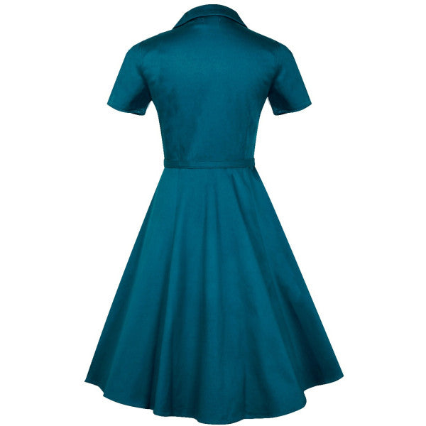 Dolly & Dotty - Penelope 1950s Inspired Blue Shirt Dress