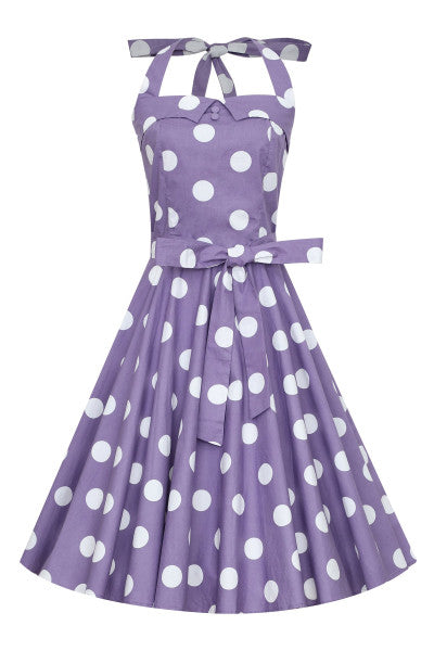 Dolly & Dotty - Sophie Rockabilly 1950s Halterjurk in Paarse Pois