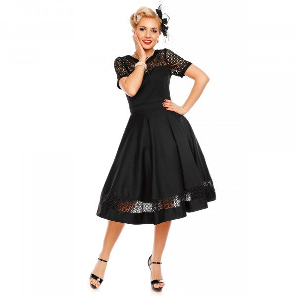 Dolly & Dotty - Abito con maniche ricamate in pizzo Tess in nero