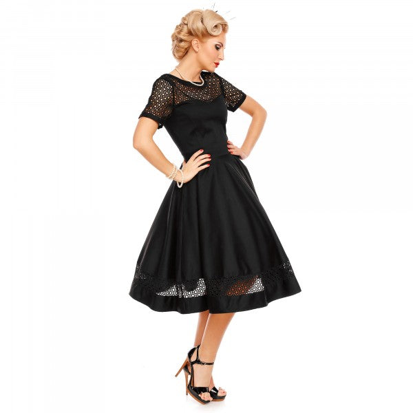 Dolly & Dotty - Abito con maniche ricamate in pizzo Tess in nero