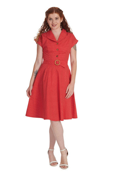 Banned Retro - Polka Dot Dance Dress in rot