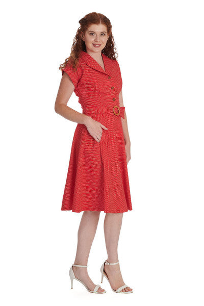 Banned Retro - Polka Dot Dance Dress in rot